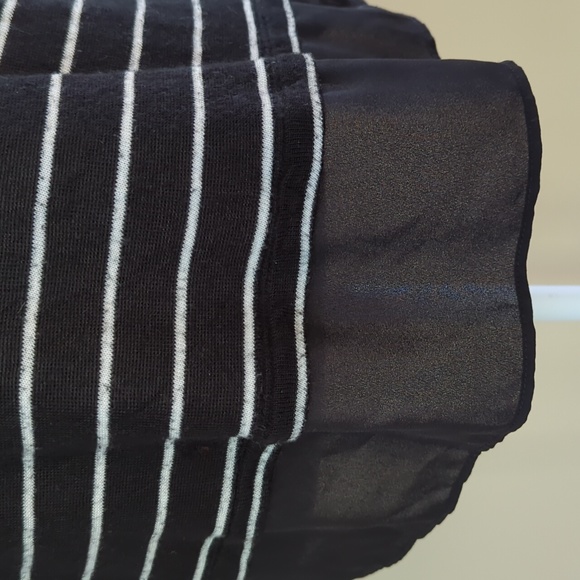 Talbots Striped Rayon Blend Top Large Petite Black White Stripes - Picture 10 of 16